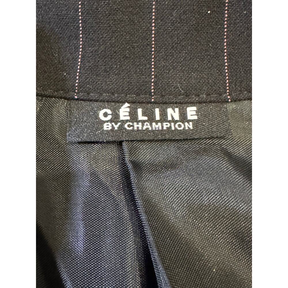 Céline by Champion Vintage Black Pinstripe Skirt Suit Set M USA - Picture 6 of 7